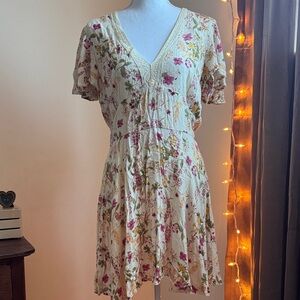 Lottie & Holly Band of Gypsies Floral V-Neck Dress Cottagecore Medium